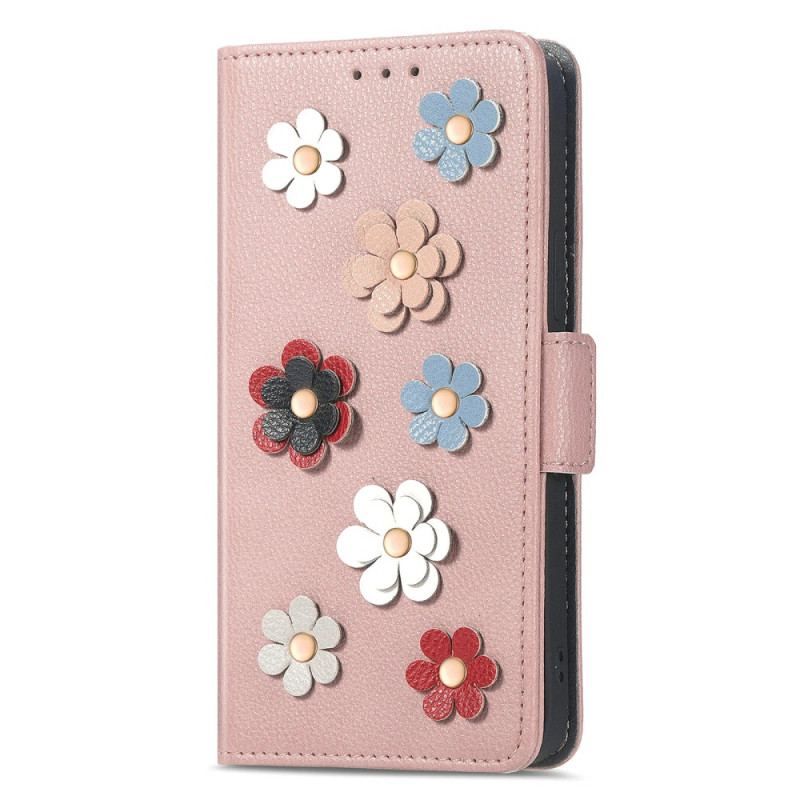 Læder Cover Samsung Galaxy A14 / A14 5G Dekorative Blomster