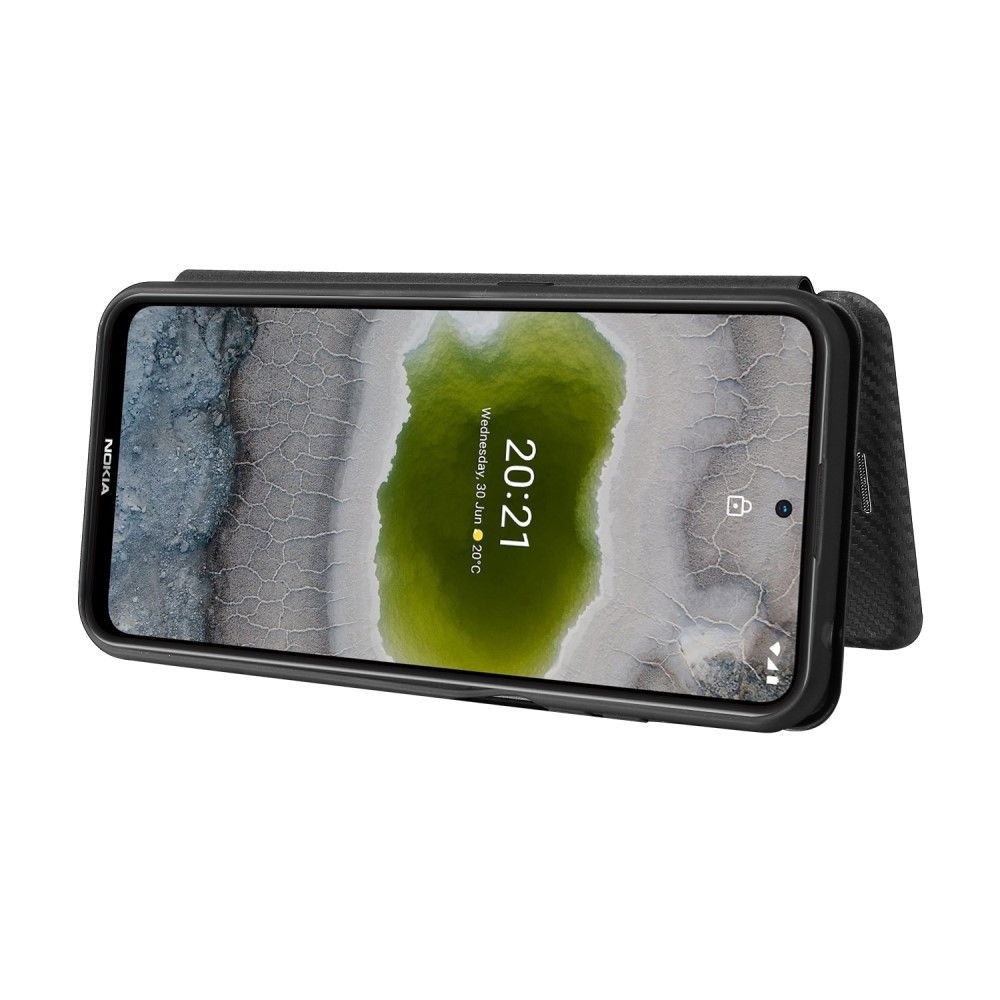 Flip Cover Nokia X20 / X10 Carbon Fiber Style Imiteret Læder