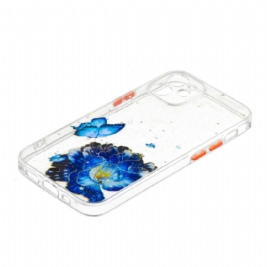 Cover iPhone 12 Mini Blå Blomster Og Sommerfugle