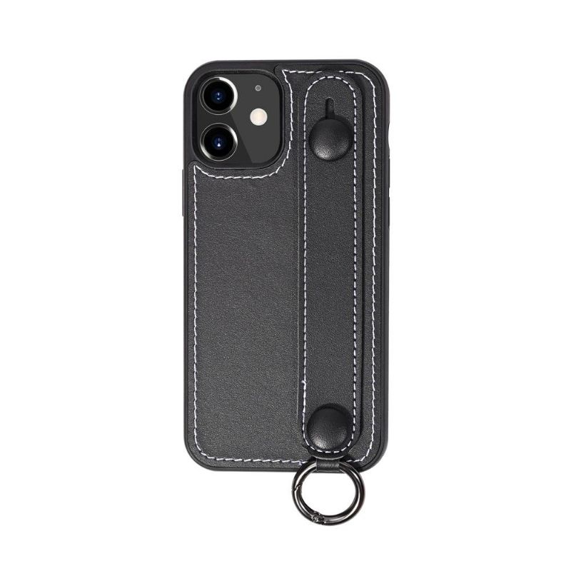 Cover iPhone 12 Mini Hemming Syningsrem I Imiteret Læder