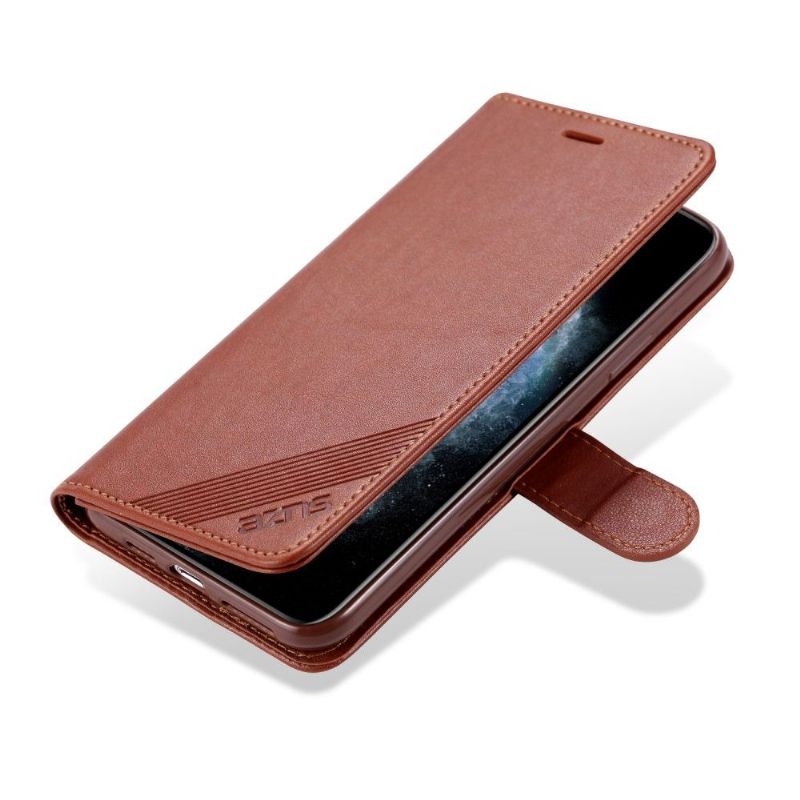 Etui iPhone 12 Mini Hemming Azns Imiteret Læder Kortholder