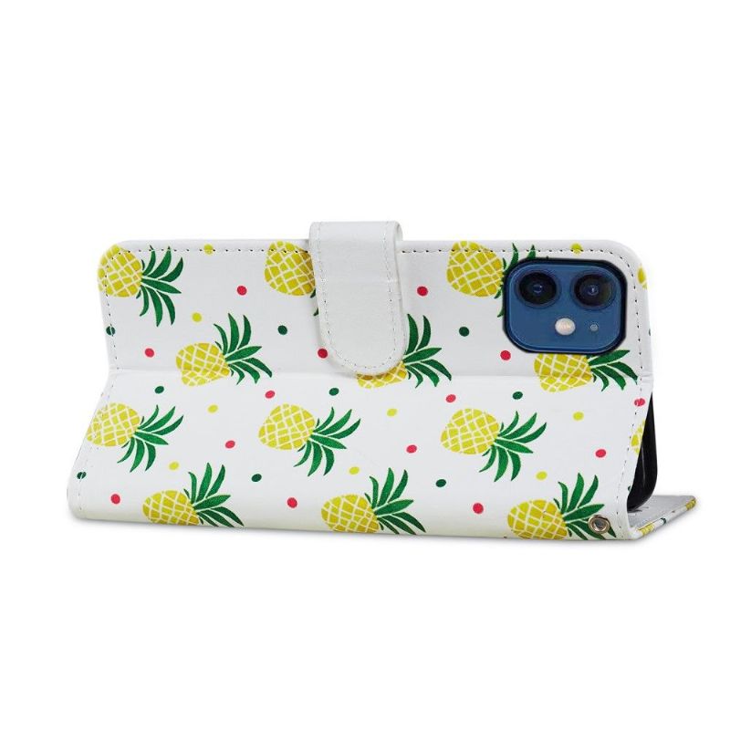 Læder Cover iPhone 12 Mini Ananas