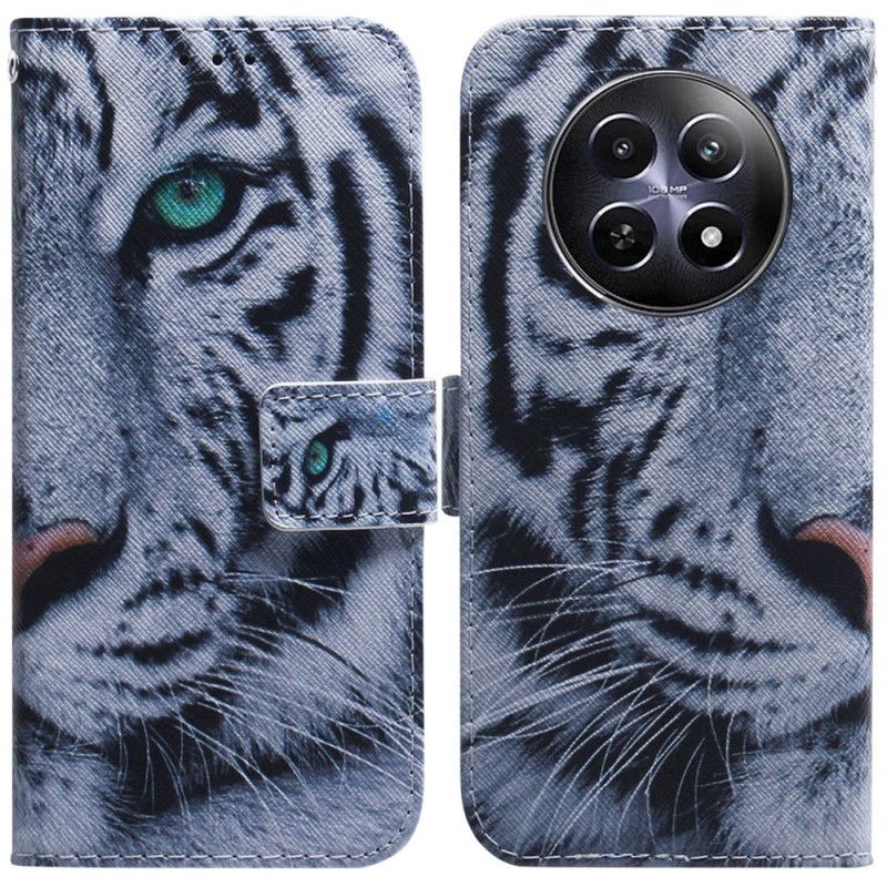 Læder Cover Realme 12 / 12x 5g Telefon Etui Hvid Tiger