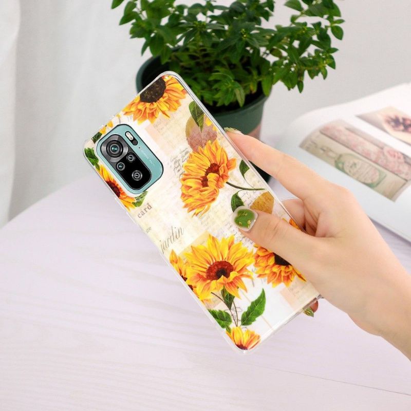 Cover Xiaomi Redmi Note 10 4G / Note 10S Vintage Solsikke Fluorescerende