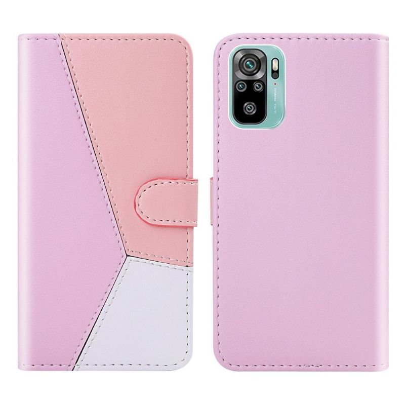 Flip Cover Xiaomi Redmi Note 10 4G / Note 10S Trefarvet Imiteret Læder