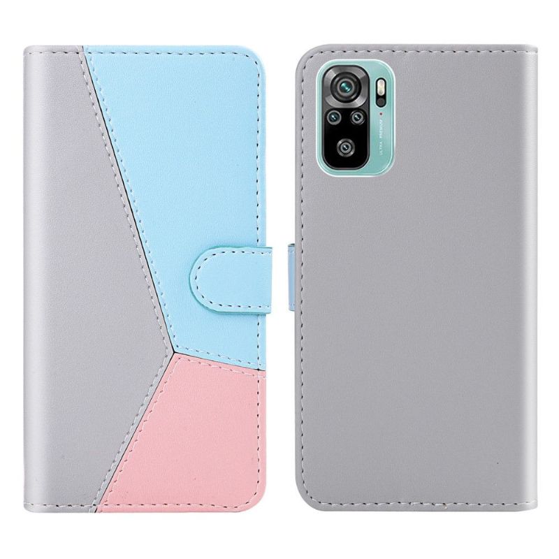 Flip Cover Xiaomi Redmi Note 10 4G / Note 10S Trefarvet Imiteret Læder