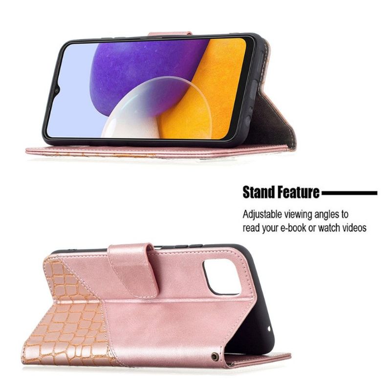 Flip Cover Samsung Galaxy A22 5G Croc Look Lædereffekt