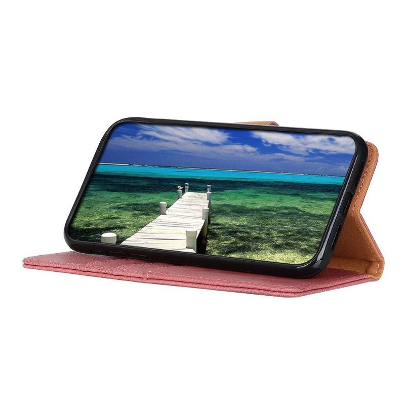 Flip Cover Samsung Galaxy A22 5G Hemming Khazneh Læder Effekt Kortholder