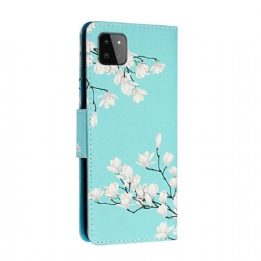 Flip Cover Samsung Galaxy A22 5G Hvide Blomster