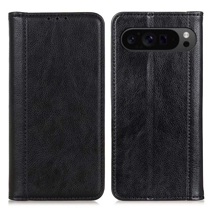 Læder Cover Google Pixel 9 Pro Xl Telefon Etui Litchi Texture Split Læder