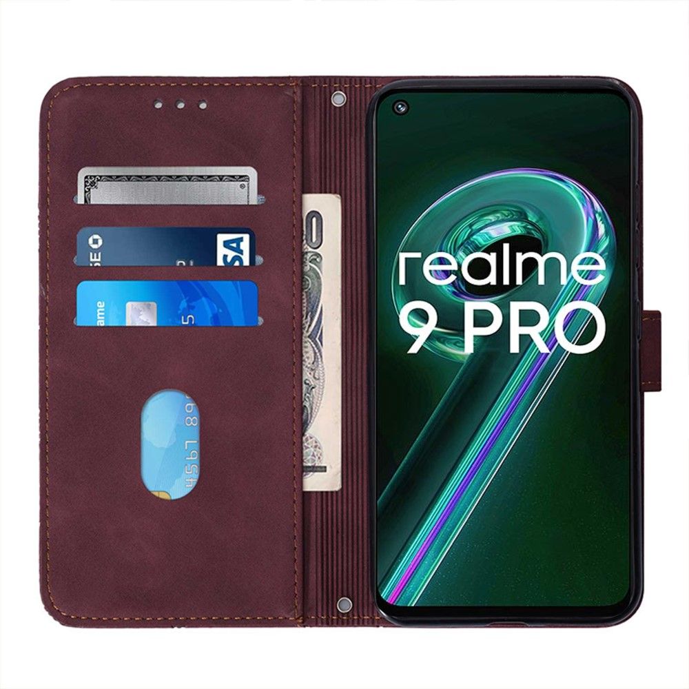 Flip Cover Realme 9 Pro Plus Anti-fald Geometrisk Design Lædereffekt