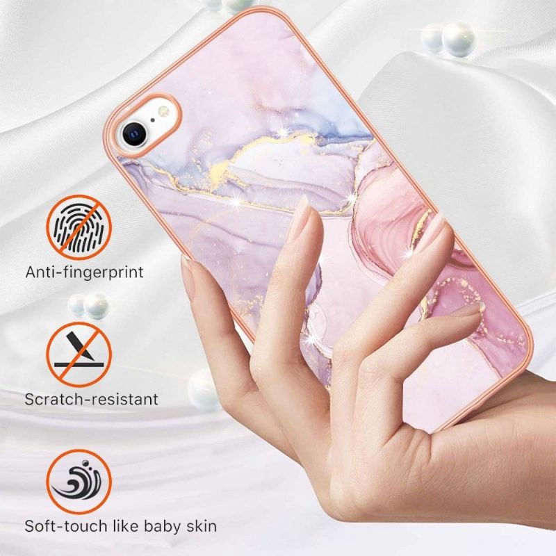 Cover iPhone SE 2022 Anti-fald Gylden Marmor
