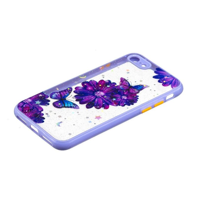 Cover iPhone SE 2022 Anti-fald Lilla Blomster Og Sommerfugle