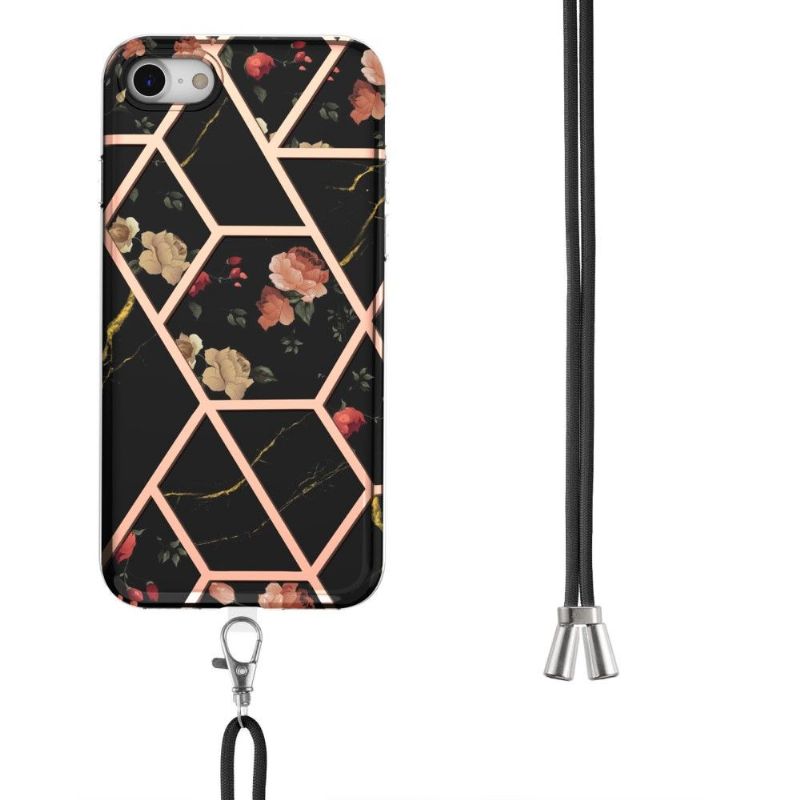 Cover iPhone SE 2022 Med Snor Marmor Og Blomster