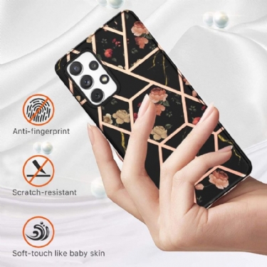 Cover Samsung Galaxy A72 4G / A72 5G Anti-fald Marmor Og Blomster