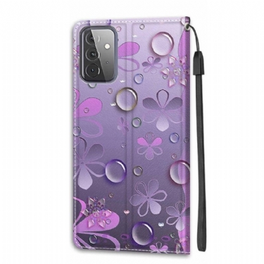 Flip Cover Samsung Galaxy A72 4G / A72 5G Hemming Violet Blomster Illustration