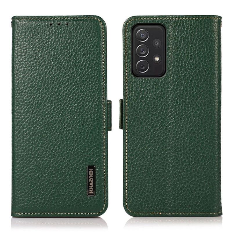 Flip Cover Samsung Galaxy A72 4G / A72 5G Khazneh-kornet Skinnende Læder