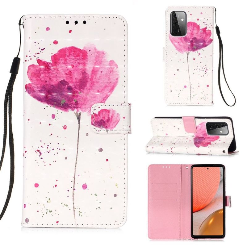 Flip Cover Samsung Galaxy A72 4G / A72 5G Lyserød Blomst