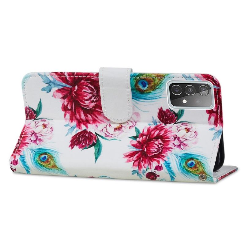 Flip Cover Samsung Galaxy A72 4G / A72 5G Påfugleblomst