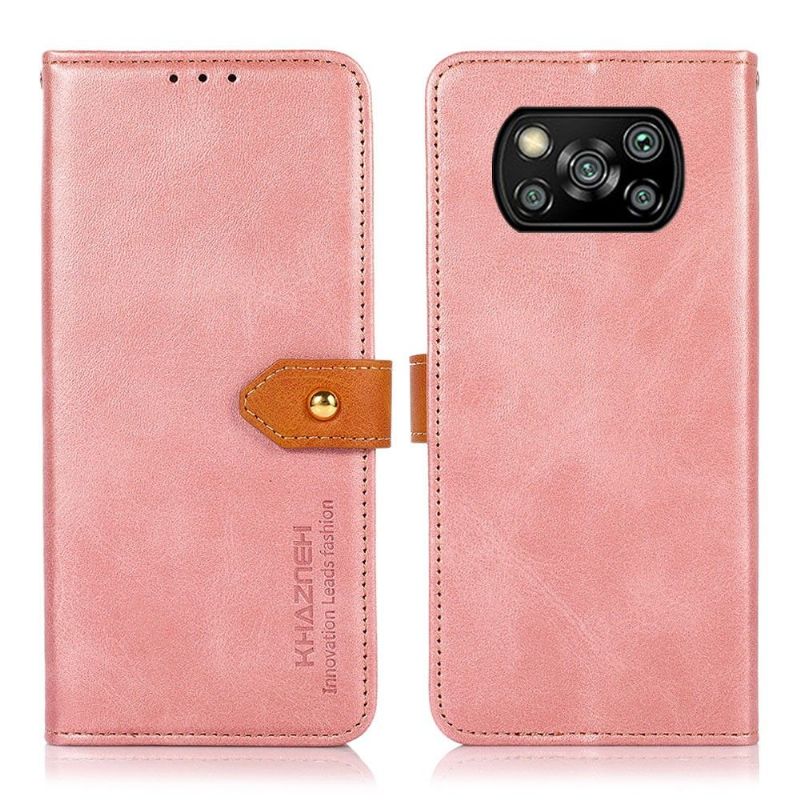 Læder Cover Poco X3 / X3 Pro / X3 NFC Khazneh Bicolor Imiteret Læder