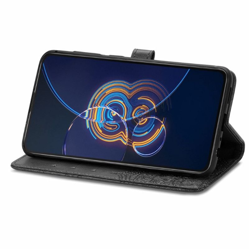 Flip Cover Asus Zenfone 8 Flip Anti-fald Læder Cover Mandala Relief I Kunstlæder