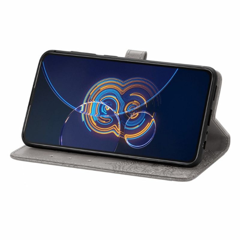 Flip Cover Asus Zenfone 8 Flip Anti-fald Læder Cover Mandala Relief I Kunstlæder