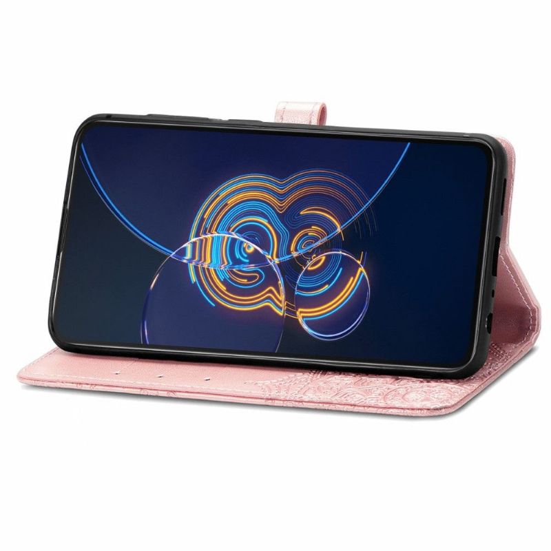 Flip Cover Asus Zenfone 8 Flip Anti-fald Læder Cover Mandala Relief I Kunstlæder