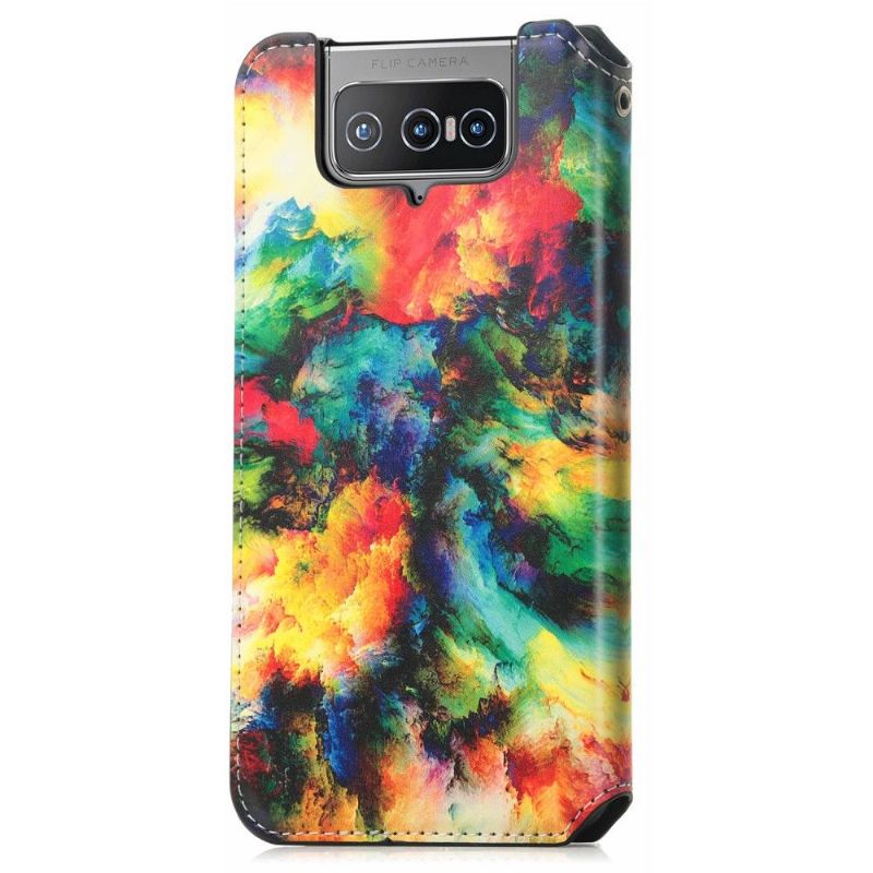 Flip Cover Asus Zenfone 8 Flip Hemming Læder Cover Iriserende Sky