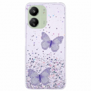 Cover Poco C65 Telefon Etui To Sommerfugle Pailletter