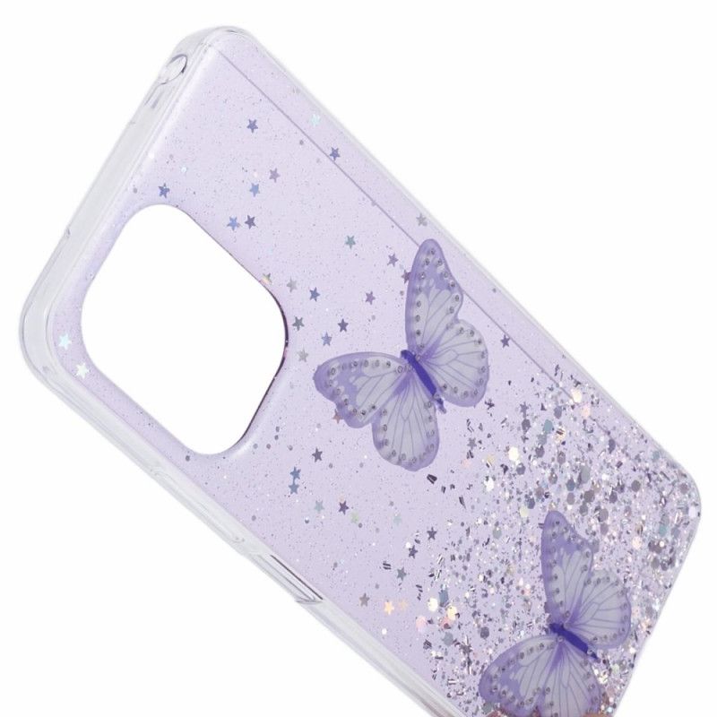 Cover Poco C65 Telefon Etui To Sommerfugle Pailletter