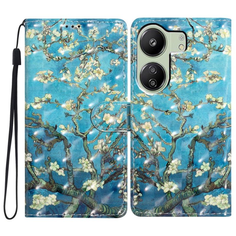 Flip Cover Poco C65 Abrikosblomster Med Rem