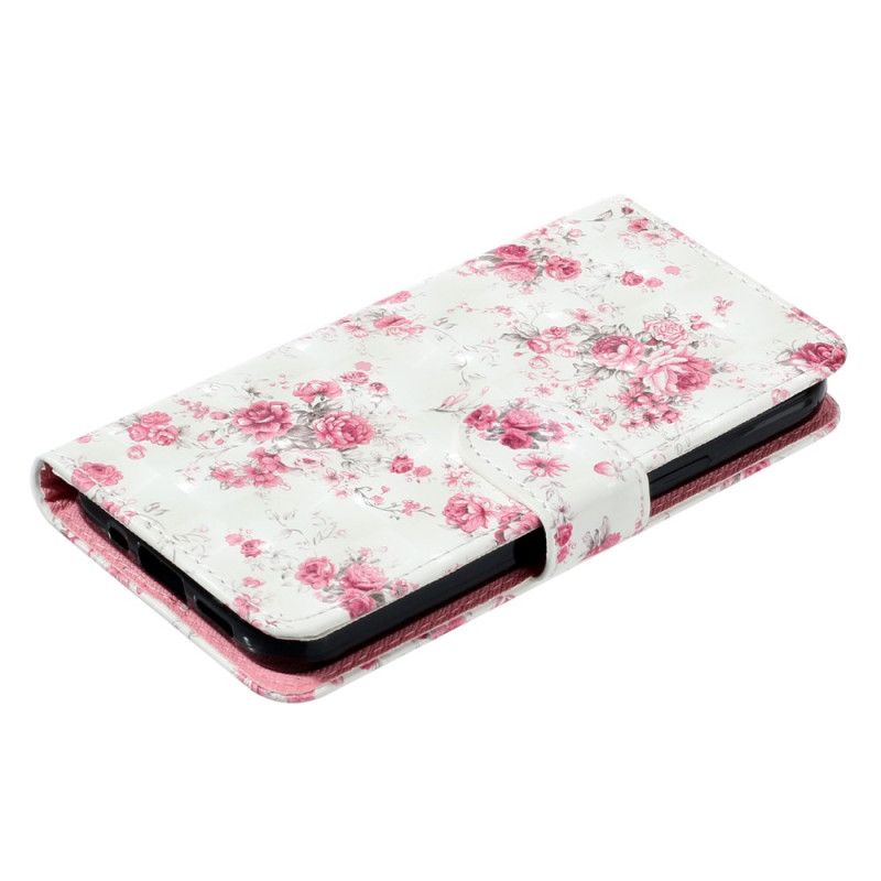 Flip Cover Poco C65 Lyserøde Blomster Med Rem