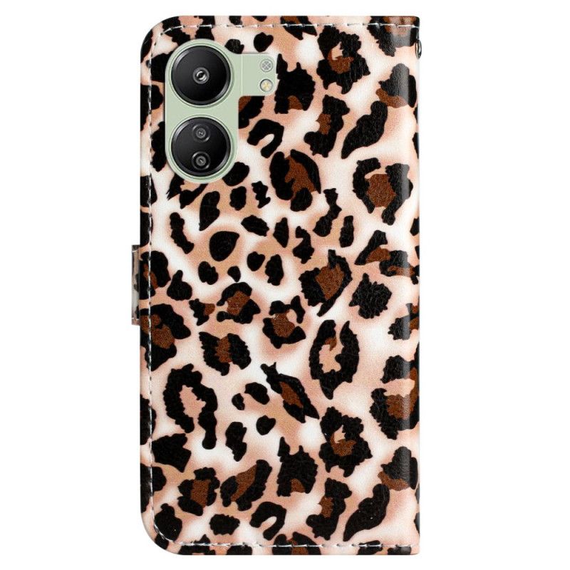 Flip Cover Poco C65 Strappy Med Leopardtryk