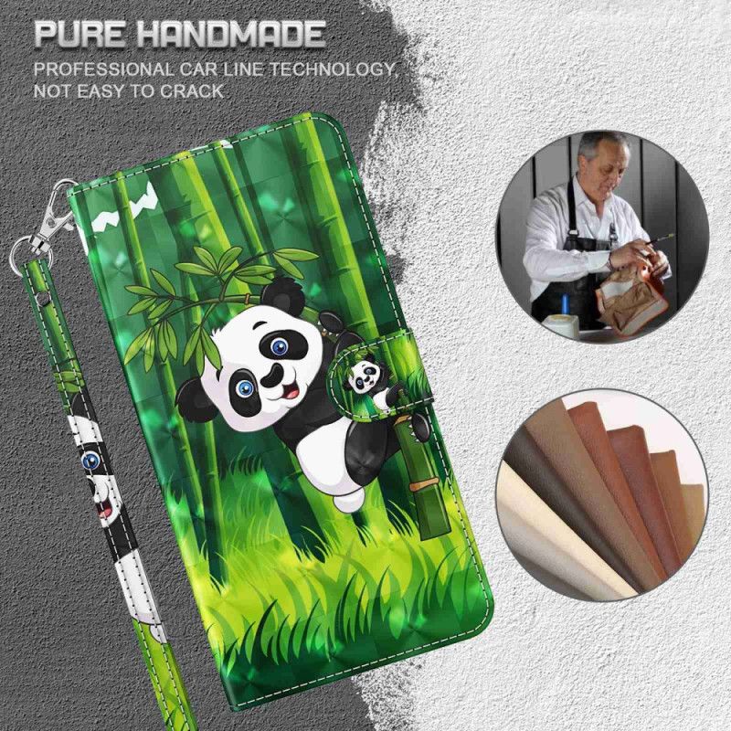 Flip Cover Til Poco C65 Bambus Panda Med Rem