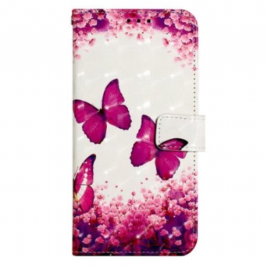 Flip Cover Til Poco C65 Pink Sommerfugle