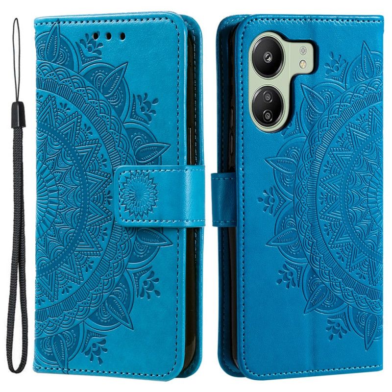 Læder Cover Poco C65 Telefon Etui Mandala Søn