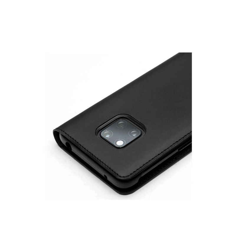 Flip Cover Huawei Mate 20 Pro Klassisk Ægte Læder - Sort