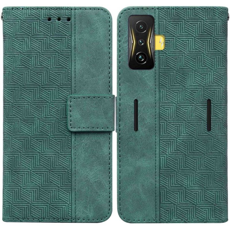 Etui Poco F4 GT Hemming Flip Cover Foliostriber I Imiteret Læder