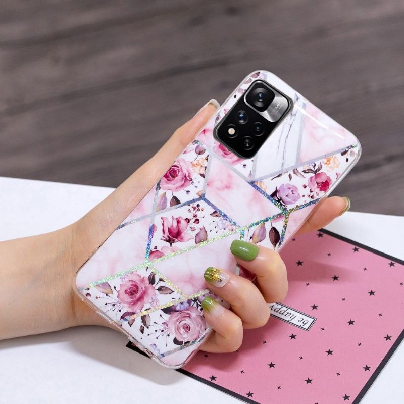 Cover Xiaomi Redmi Note 11 Pro Plus 5G Marmor Og Blomster