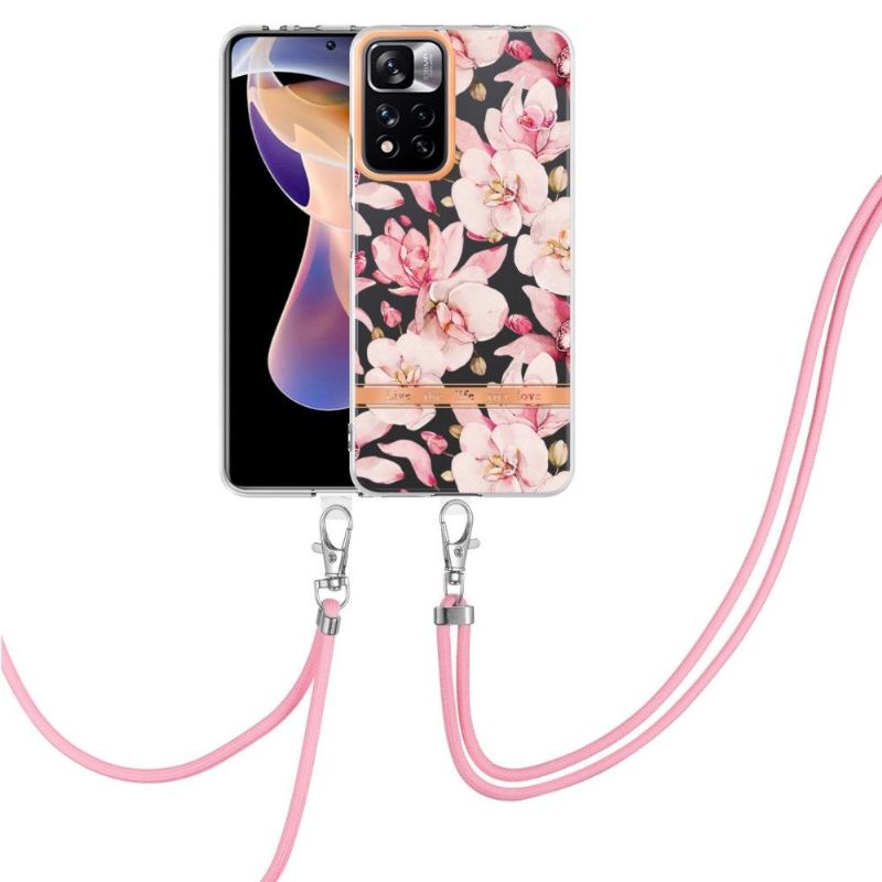 Cover Xiaomi Redmi Note 11 Pro Plus 5G Med Snor Gardenia Pink Blomst