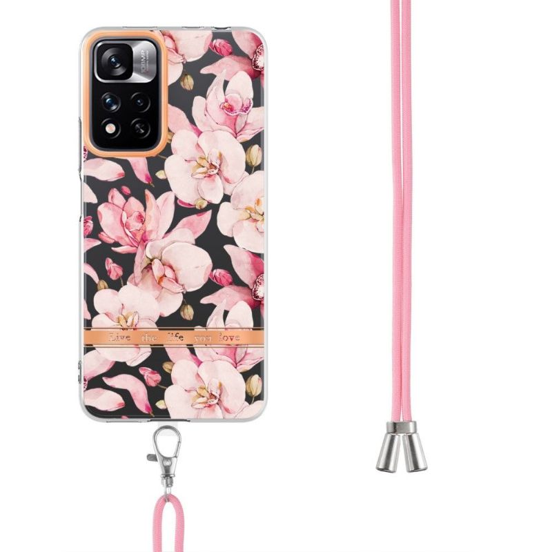 Cover Xiaomi Redmi Note 11 Pro Plus 5G Med Snor Gardenia Pink Blomst