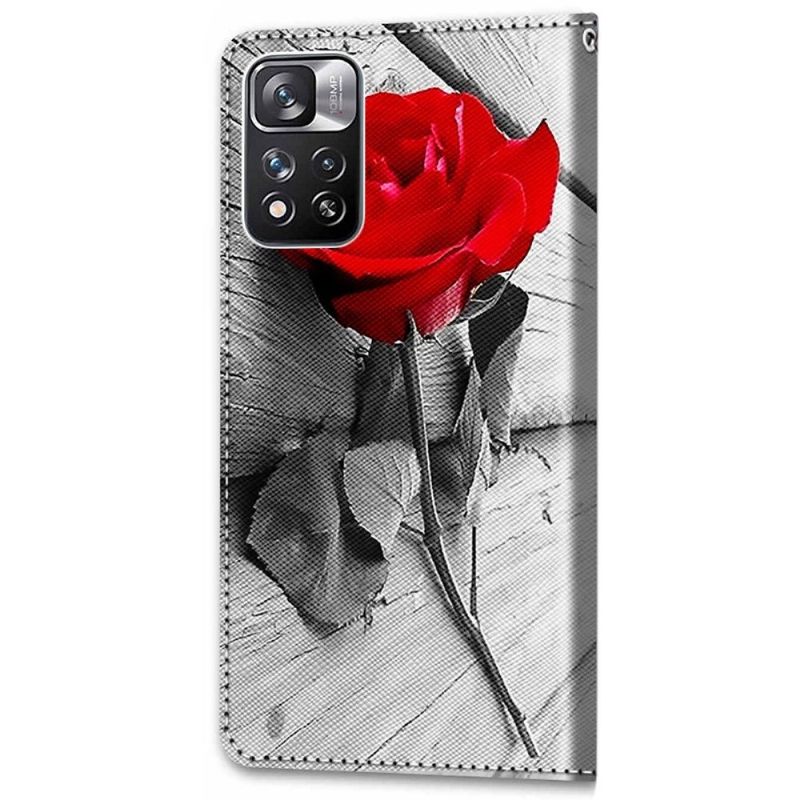 Flip Cover Xiaomi Redmi Note 11 Pro Plus 5G Hemming Rose Rød