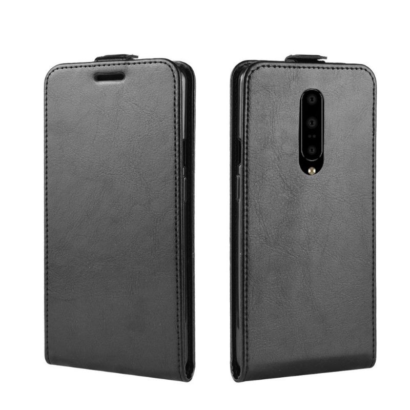 Etui OnePlus 7 Pro Hemming Flip Cover Lodret Imiteret Læder