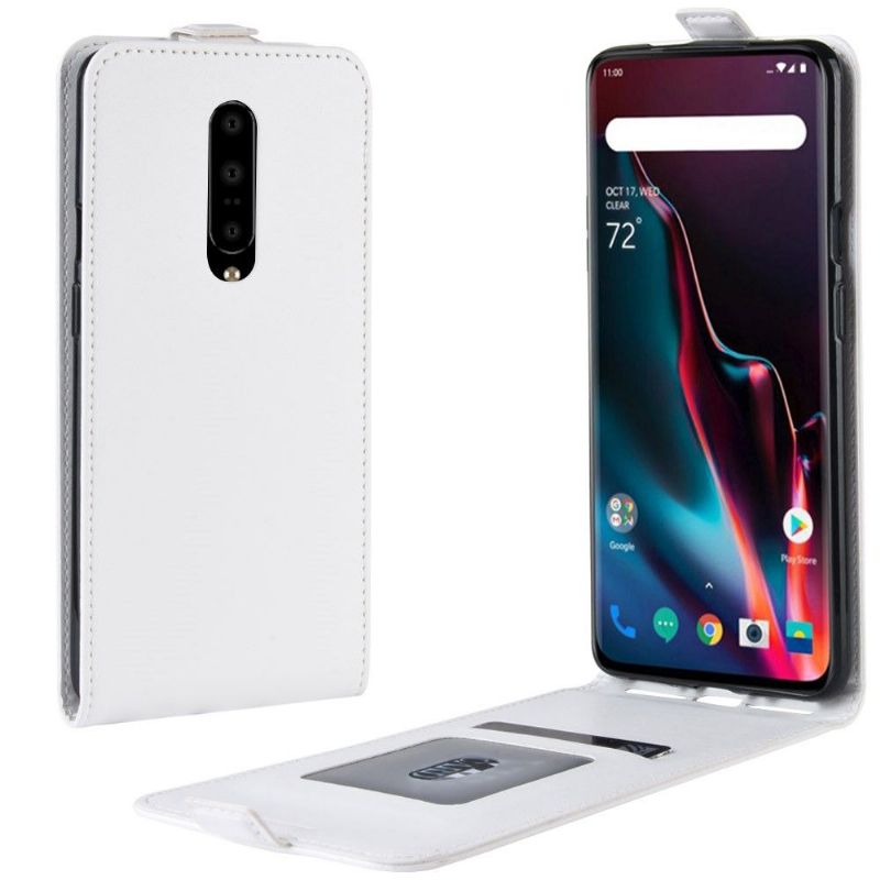 Etui OnePlus 7 Pro Hemming Flip Cover Lodret Imiteret Læder