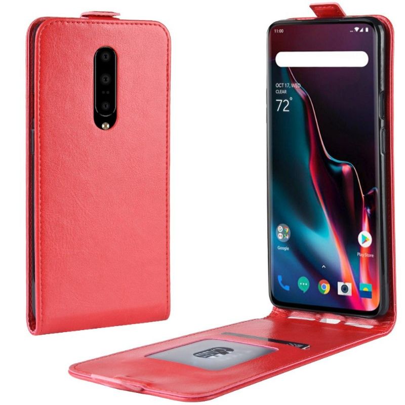 Etui OnePlus 7 Pro Hemming Flip Cover Lodret Imiteret Læder