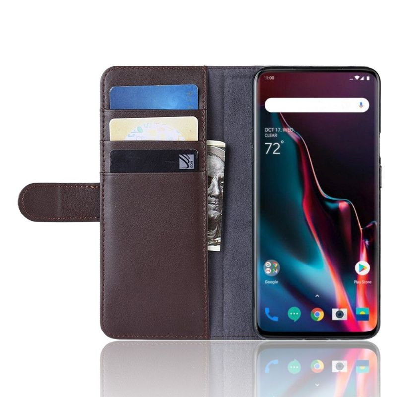 Etui OnePlus 7 Pro Premium Læder Kortholder - Brun