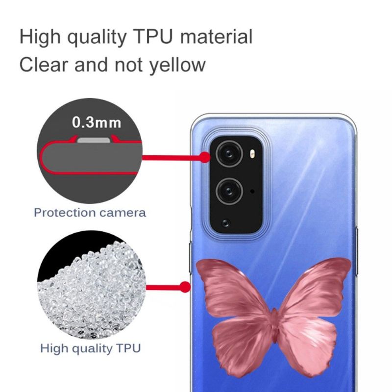 Cover OnePlus 9 Pro Pink Sommerfugl