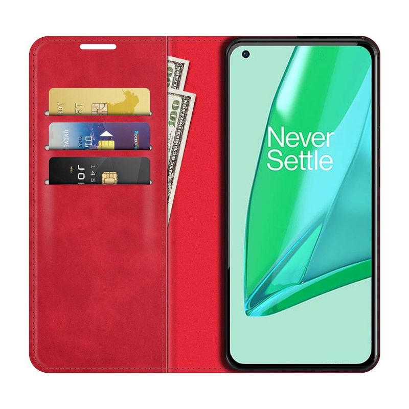 Etui OnePlus 9 Pro Stativ I Imiteret Læder