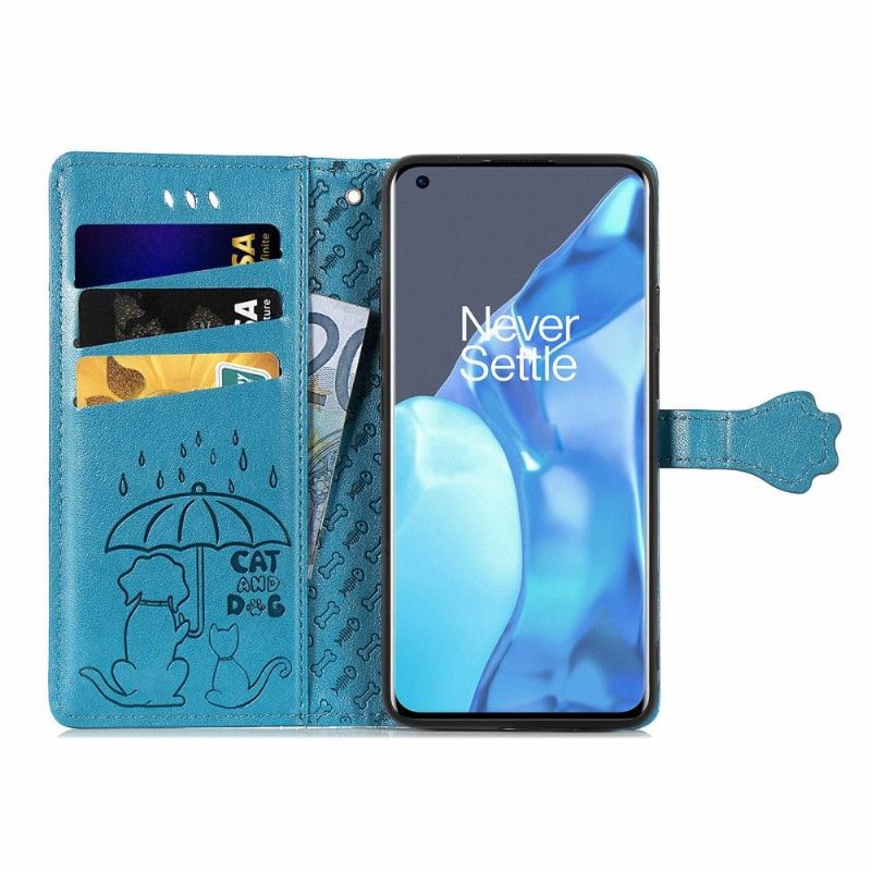 Flip Cover OnePlus 9 Pro Hemming Prægede Dyr