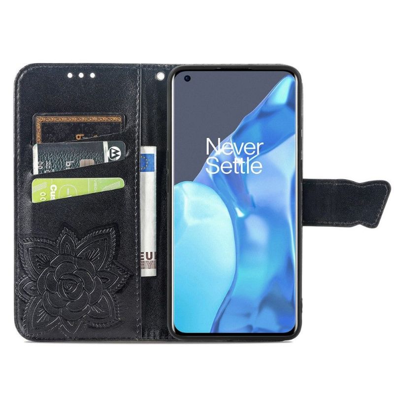 Flip Cover OnePlus 9 Pro Relief Sommerfugl